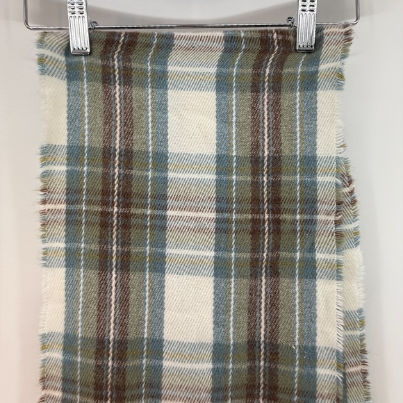 NEW JAMES PRINGLE WEAVERS BLUE PLAID ACRYLIC SCARF WOVEN IN SCOTLAND Muted Dress - Picture 2 of 7